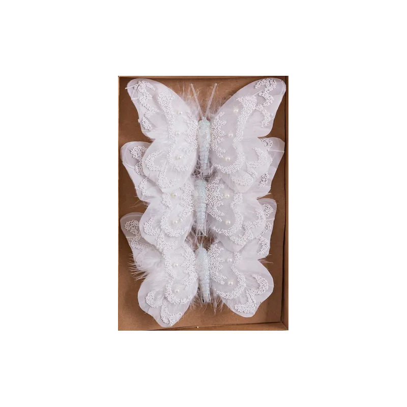 3 Mariposas Blancas Con Clip