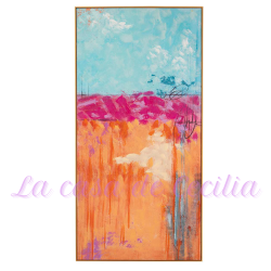 Cuadro Abstracto Tonos rosa y Azul 90x180cm