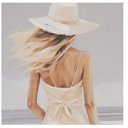 Pintura Mujer-Playa Lienzo 80 X 3,50 X 80 cm