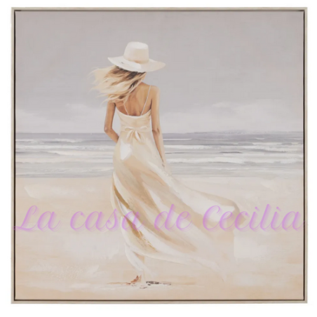 Pintura Mujer-Playa Lienzo 80 X 3,50 X 80 cm