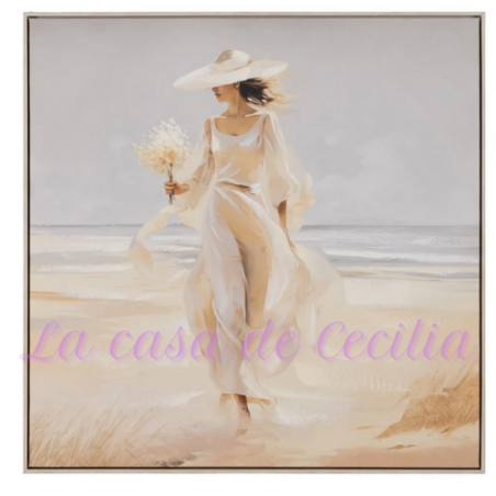 Pintura Mujer-Playa Lienzo 80 X 3,50 X 80 Cm