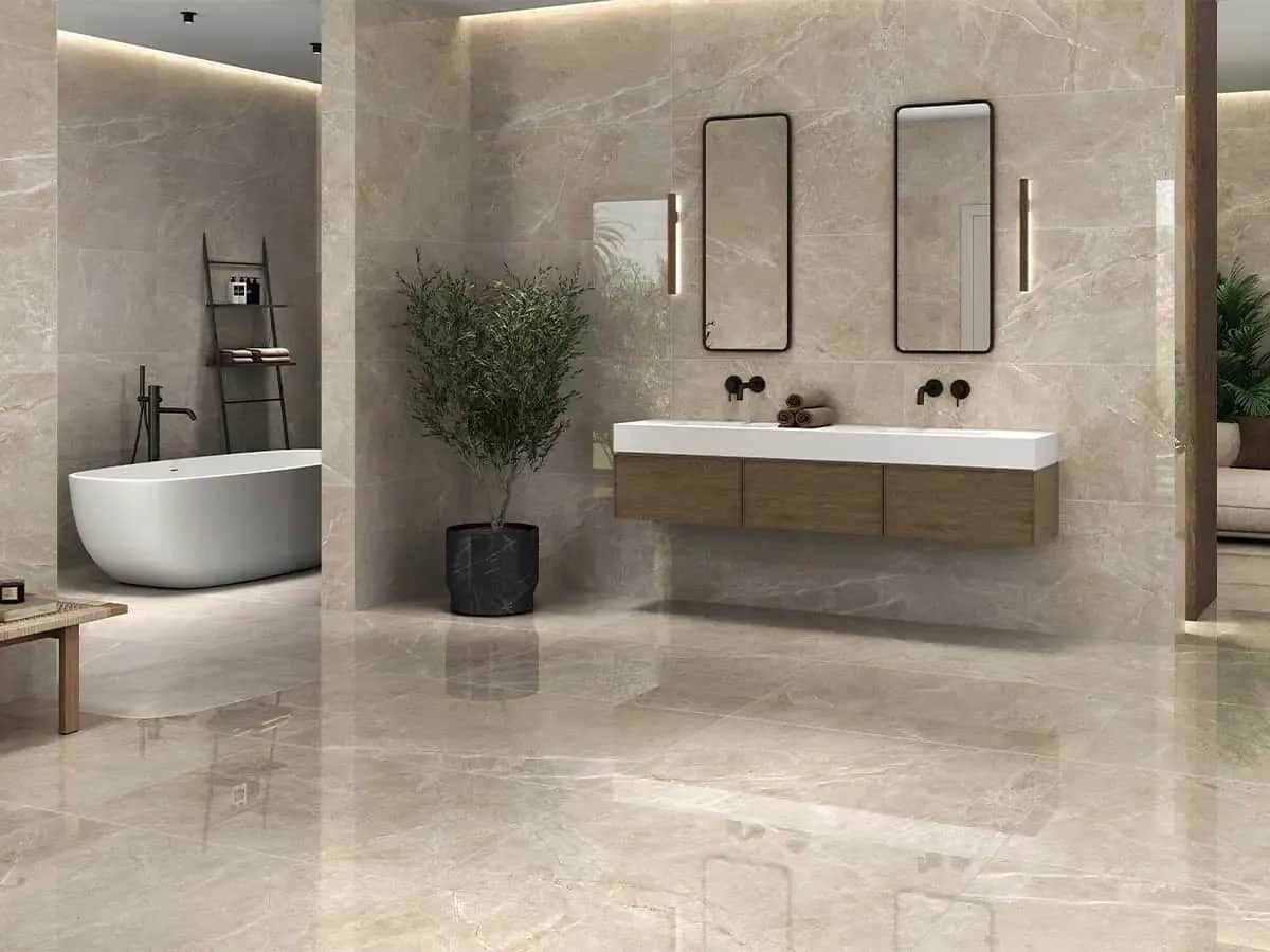 Suelo hidráulico en baños: Gres porcelánico, la clave para un diseño TOP